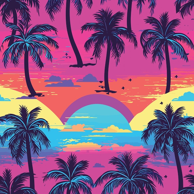 Naadloos kleurrijk Hawaii-palmenpatroon