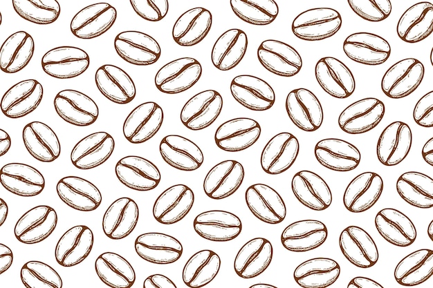 Naadloos met de hand getekend koffiebonenpatroon DesignxA