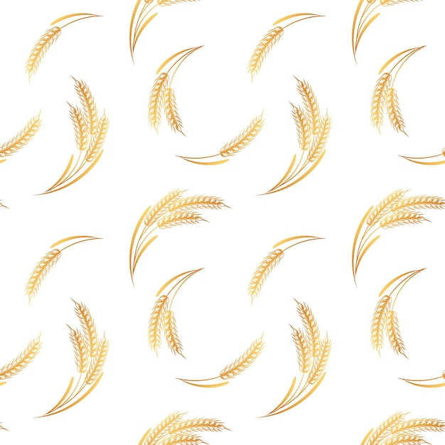 Naadloos patroon, aartjes van tarwe op een witte achtergrond. Achtergrond, print, textiel, vector