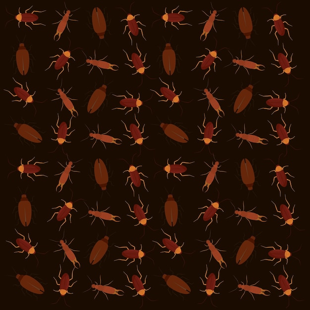 Naadloos patroon achtergrond met kakkerlakken insecten iconen Vector illustratie
