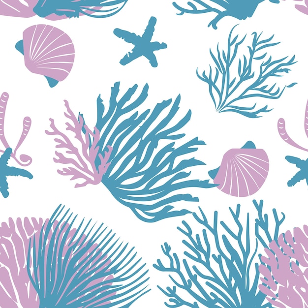 naadloos patroon algen maritiem thema stijlvol patroon