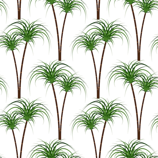 Naadloos patroon, bamboetakken, palmbomen op een witte achtergrond. Achtergrond, afdrukken, vector