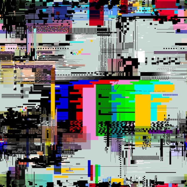 Naadloos patroon digitale ruis textuur Vector tv pixel verval fout bug ontwerp Glitch effect naadloos