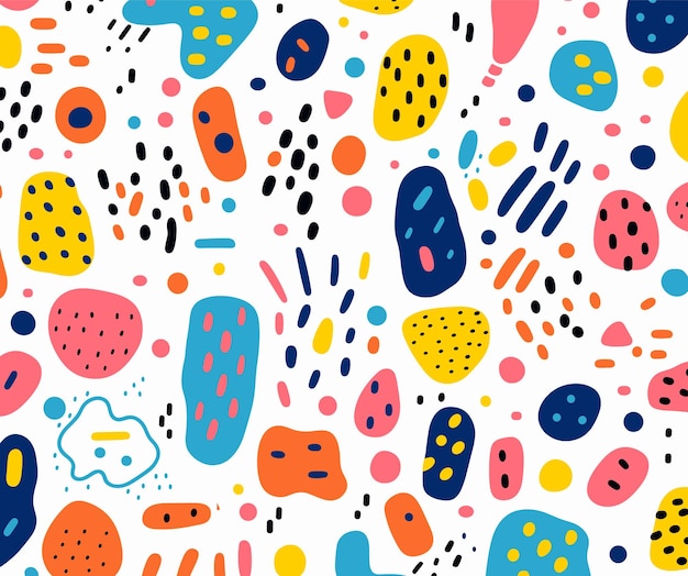 Naadloos patroon Eenvoudige vormen Kleurige vierkanten en punten Platte vector grafisch ontwerp