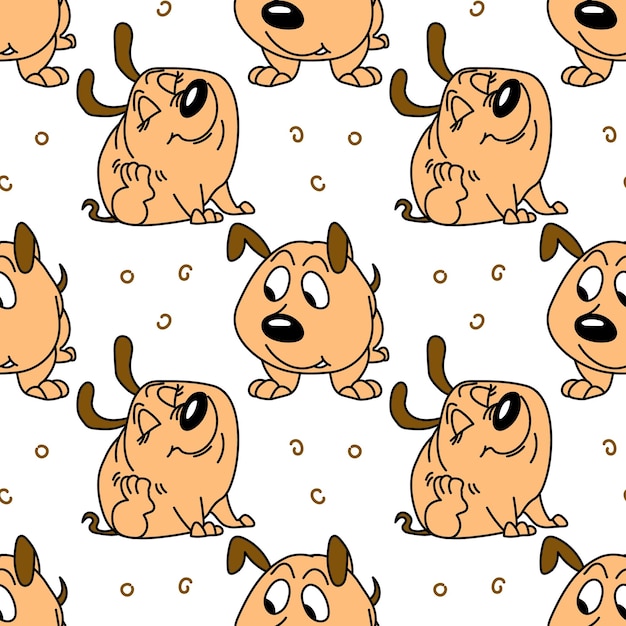 Naadloos patroon, grappige komische honden op een witte achtergrond. Baby achtergrond, textiel, print, vector