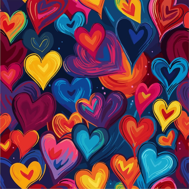 Vector naadloos patroon hart tekenen aquarel kleuren