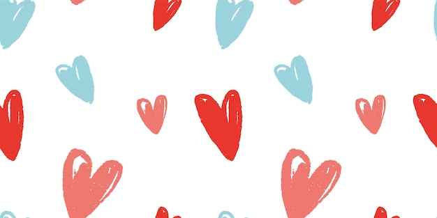 Naadloos patroon harten vector illustratie liefde valentines behang textiel blauw rood perzik kleur