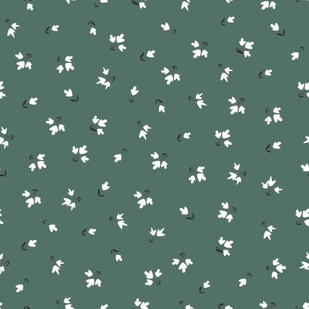 Vector naadloos patroon in bloemenstijl op een groene achtergrond. vector illustratie