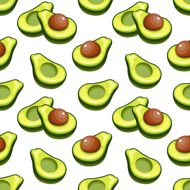 Naadloos patroon, kleurrijke avocadohelften op een witte achtergrond. Fruit achtergrond, textiel, vector