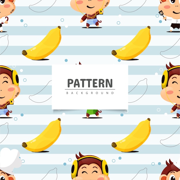 Naadloos patroon met aap en banaan