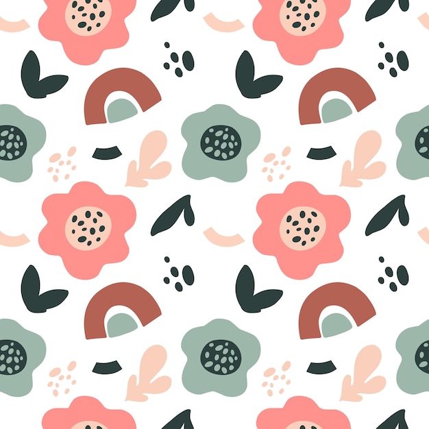 Naadloos patroon met abstracte bloemen boho-stijl scandinavische stijl vectorillustratie