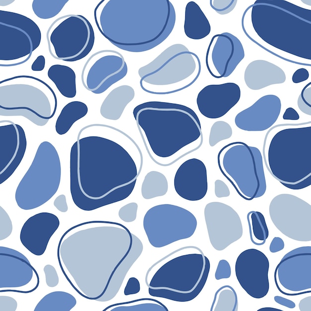 Naadloos patroon met abstracte vorm in het klassieke blauw. Kleur van het jaar. Handgetekende vectorillustratie voor textiel, web