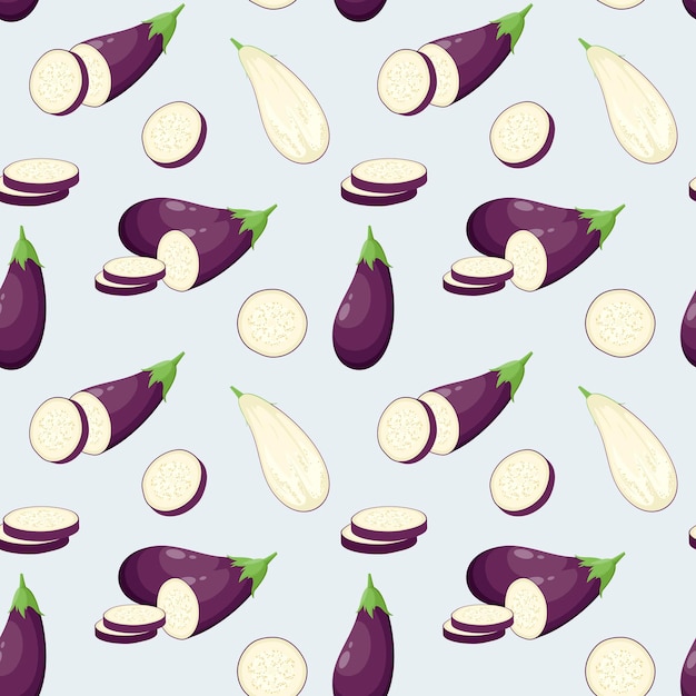 Naadloos patroon met aubergine Cartoon design