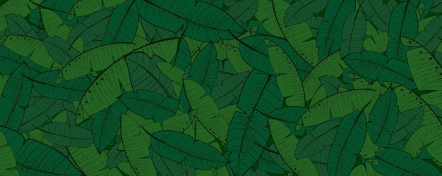 Vector naadloos patroon met bananenbladeren vectorillustratie voor uw ontwerp