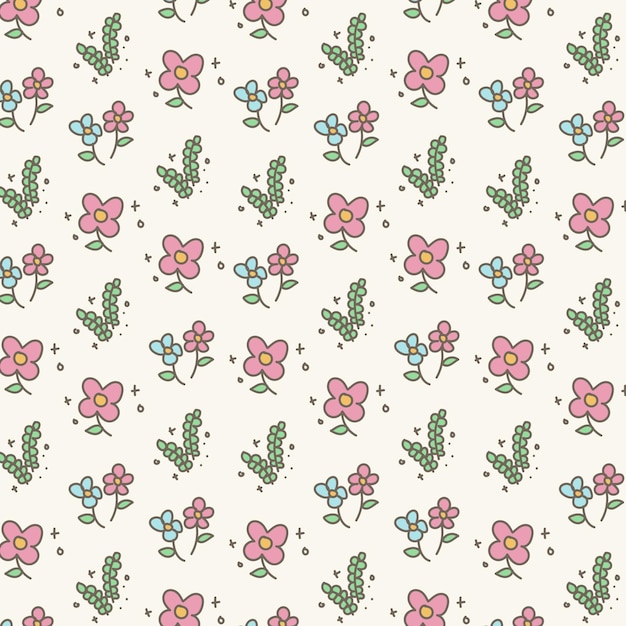 Naadloos patroon met bloemen en planten Leuke vectorachtergrond