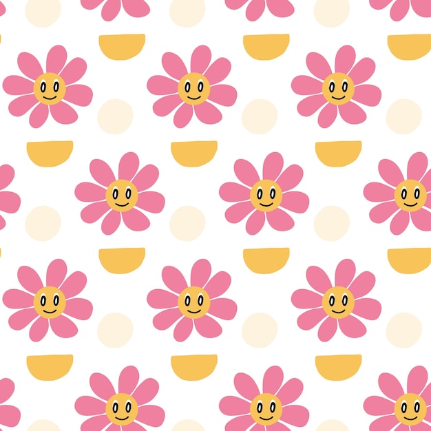 Naadloos patroon met bloemen in retro-stijl Leuk patroon met hippe bloemen Vectorillustratie