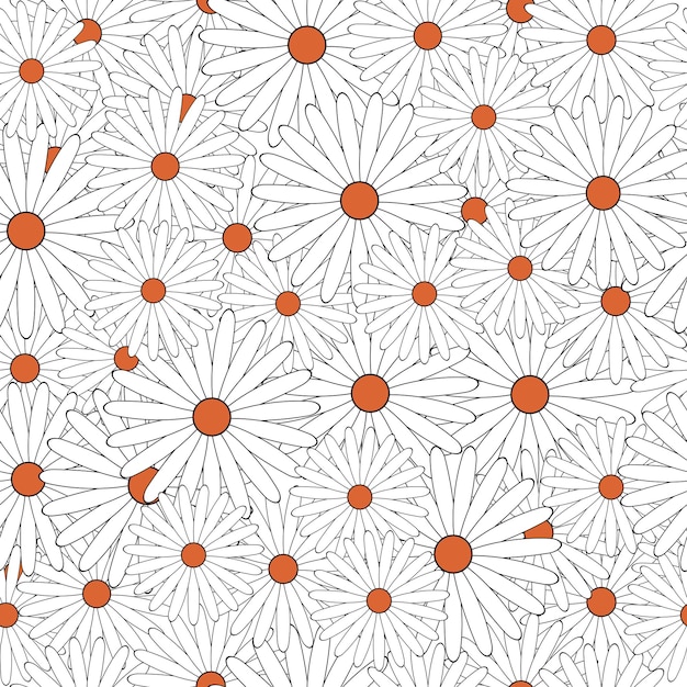 Naadloos patroon met bloemen. Retro patroon in jaren 70-stijl. Vector.