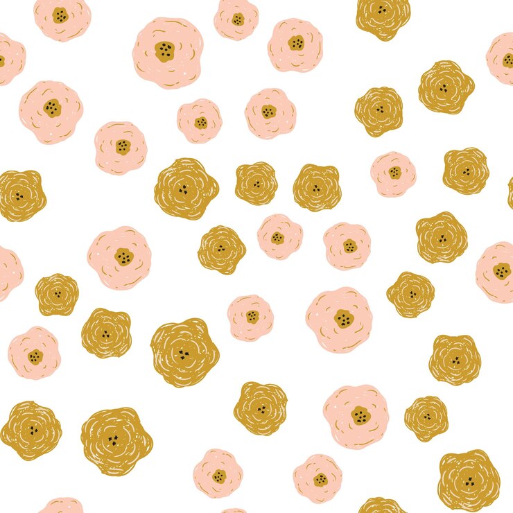 Naadloos patroon met bloemen. Vectorpatroon. Vlakke stijl. Kleine bloemen, bladeren, kruiden.
