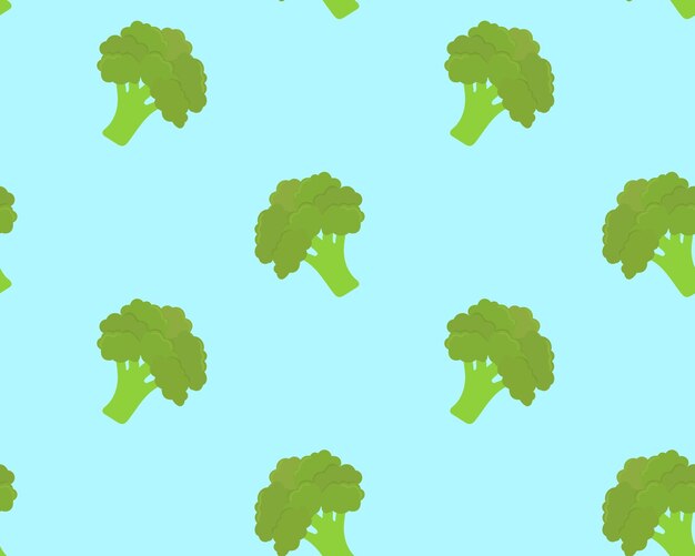 Naadloos patroon met broccoli op blauwe achtergrond Vectorillustratie