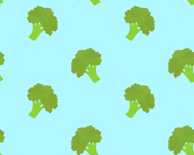 Naadloos patroon met broccoli op blauwe achtergrond vectorillustratie