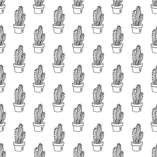 Naadloos patroon met cactus doodle voor decoratieve print verpakking papier groetekaartjes en stof