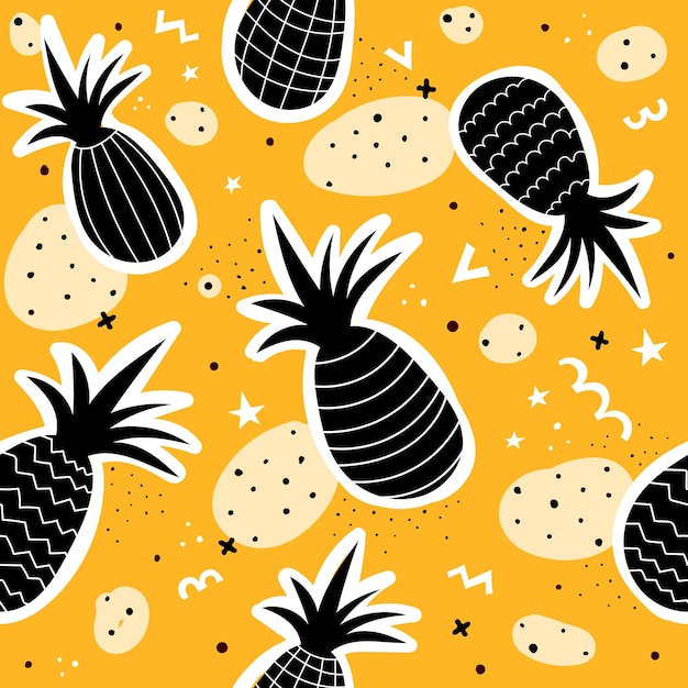 naadloos patroon met cartoon ananas