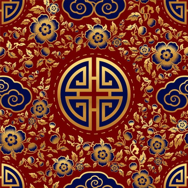 Naadloos patroon met chinese versieringen