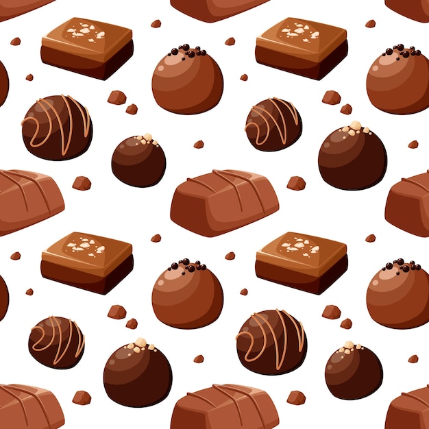 Naadloos patroon met chocolade. Cartoon ontwerp.