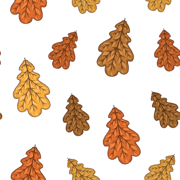 Vector naadloos patroon met de herfst eiken bladeren. illustratie.