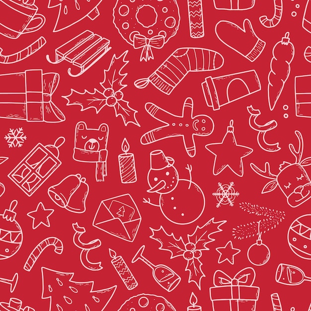 Naadloos patroon met doodles voor kerstdecor