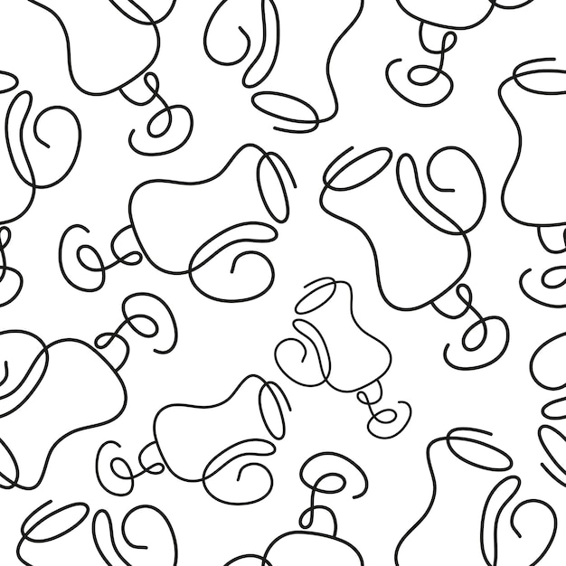 naadloos patroon met een gevormd glas voor verschillende koffies getekend met meerdere lijnen in lijnkunststijl