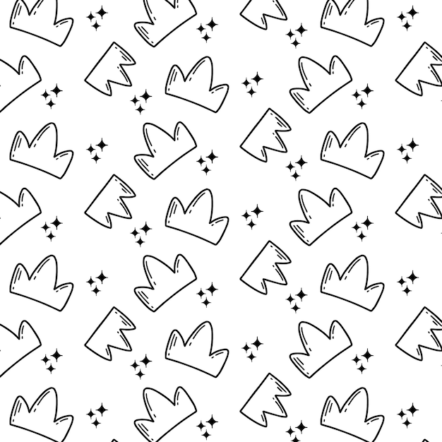 Naadloos patroon met een kroon Doodle-stijl Vectorpatroon met een kroon Kinderpatroon