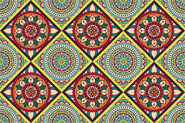 Naadloos patroon met etnische mandala-ornament