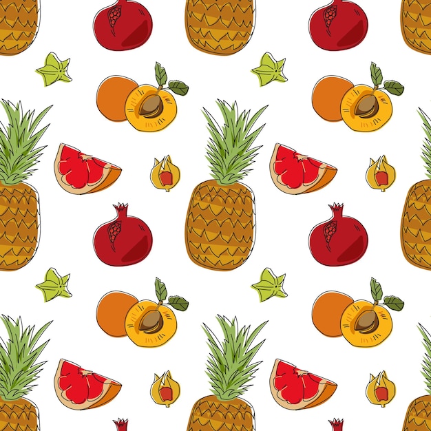 Naadloos patroon met fruit Vector hand getrokken illustratie EPS