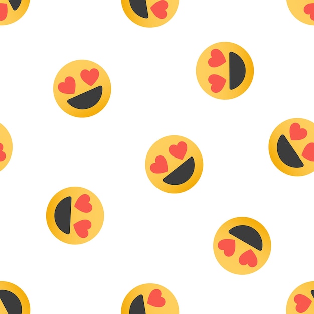 Naadloos patroon met gele emoticons met hartogen