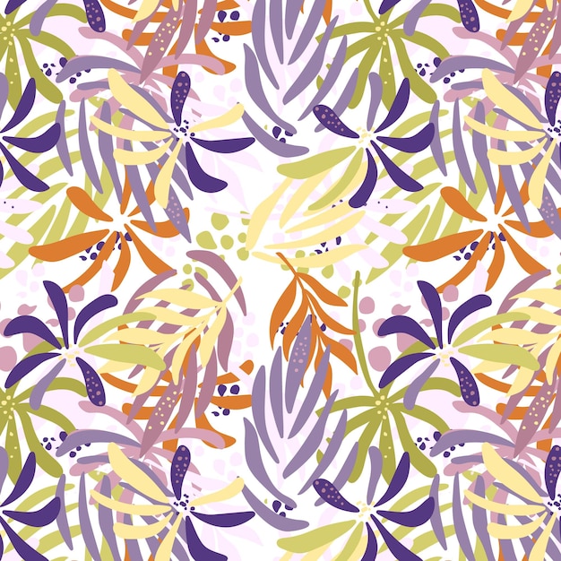 Naadloos patroon met gestileerde bladeren Kleurrijk bloemenontwerp voor het interieur van stofbehang