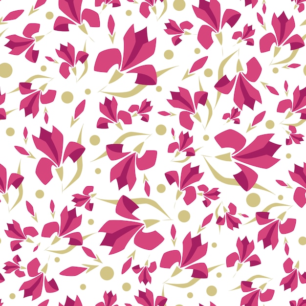 Vector naadloos patroon met gestileerde bloemen, magnoliabloem