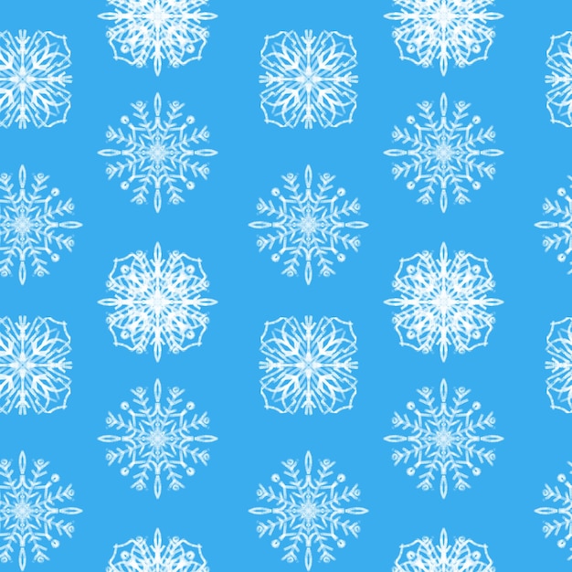 Vector naadloos patroon met gestileerde textuur sneeuwvlokken illustratie in blauw