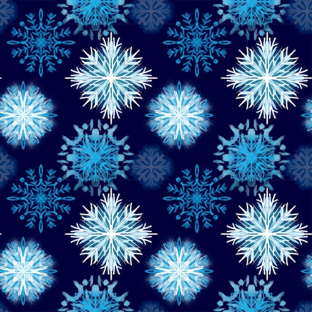 Naadloos patroon met gestileerde textuur Sneeuwvlokken illustratie in blauwe kleur