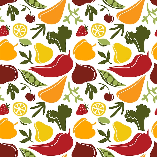 Naadloos patroon met gezonde groenten en fruit