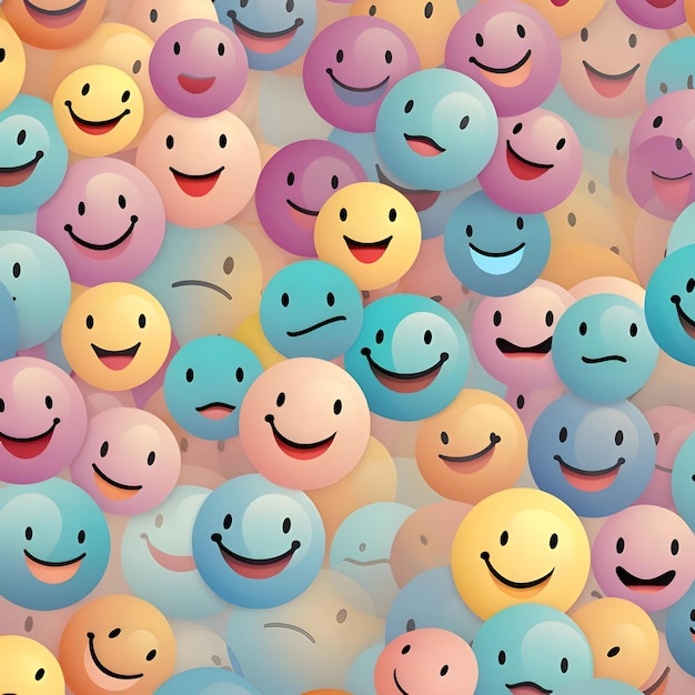 Vector naadloos patroon met glimlachende gezichten vector achtergrond met smileys