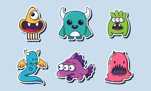 Naadloos patroon met grappige monsters. Stickermonster