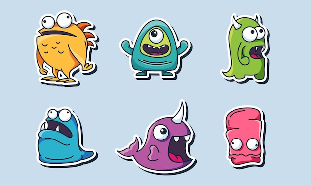 Naadloos patroon met grappige monsters. stickermonster