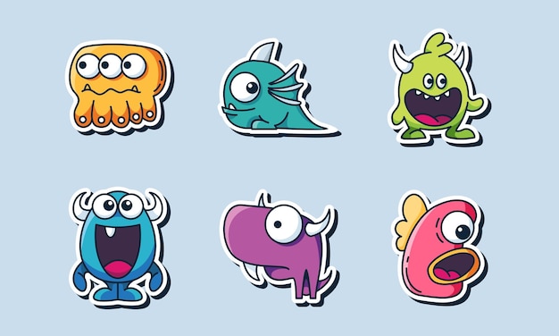 Vector naadloos patroon met grappige monsters. stickermonster