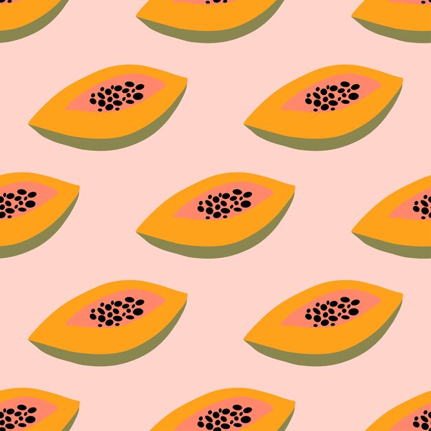 Vector naadloos patroon met handgetekende papaya vector trendy ontwerp