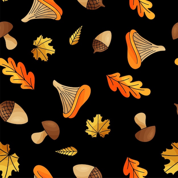 Naadloos patroon met herfstelementen Oranje oogst Natuur ontwerp voor uw achtergrond Vector