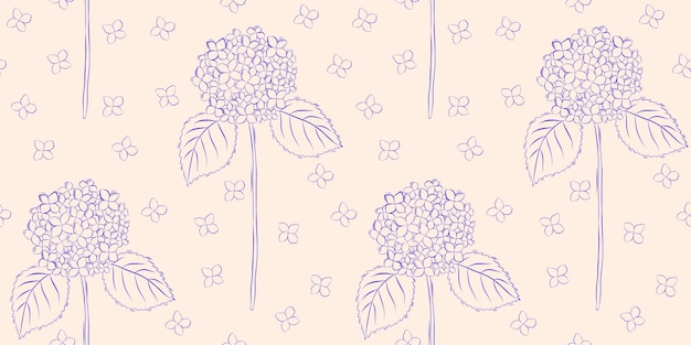 Vector naadloos patroon met hortensia zomer achtergrond verpakkingsontwerp textiel in retro rustieke stijl vector illustratie