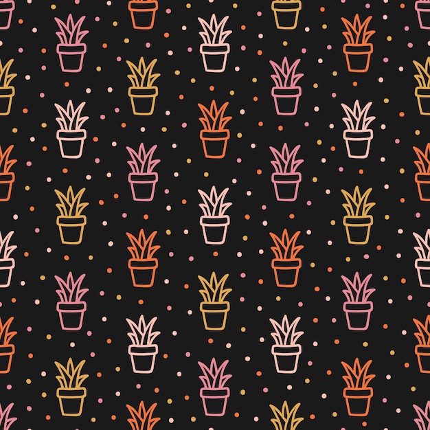 Naadloos patroon met kleurrijke omtrek cactus pot