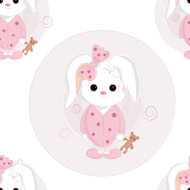 Naadloos patroon met konijn in roze