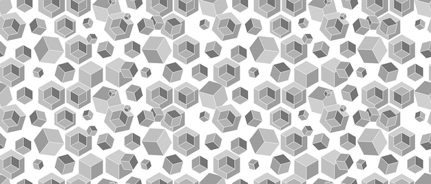 Naadloos patroon met kubieke structuur grijstinten eindeloze kubieke achtergrond isometrische herhaalbare achtergrond